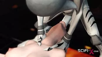 Jouer Sexe avec un extraterrestre dans un vaisseau spatial. une jeune blonde sexy se fait baiser par un extraterrestre