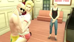 Redare Sexy Androide 18 antrenată de maestrul pervers Roshi în fața soțului ei încornorat - Dragon Ball Hentai